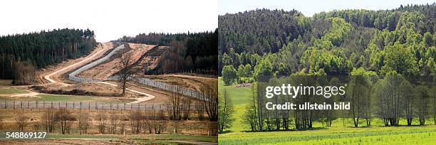 Germany Bavaria - left: inner German border near Rottenbay and Goersdorf - right: landscape near Rottenbay and Goersdorf , the former inner German...