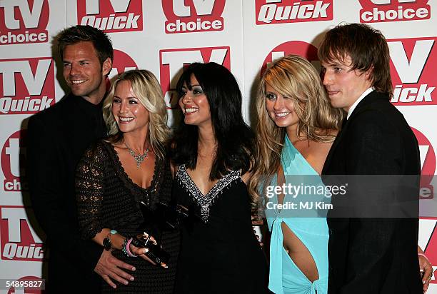 Cast members of "Footballers Wives" Ben Price, Helen Latham, Laila Rouass, Sarah Barrand and Jamie Davis pose with their award for 'Best Loved Drama'...