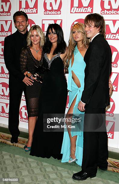 Cast members of "Footballers Wives" Ben Price, Helen Latham, Laila Rouass, Sarah Barrand and Jamie Davis pose with their award for 'Best Loved Drama'...