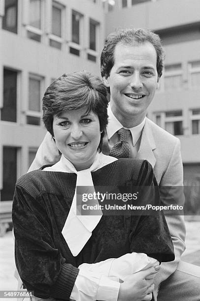 English comedian and television presenter, Michael Barrymore pictured with his wife and manager Cheryl Barrymore outside the Hill Street theatre in...