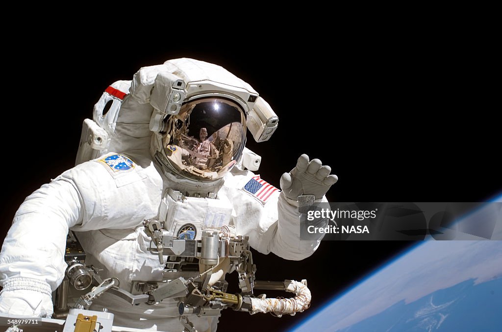 Astronaut Tanner On Space Walk