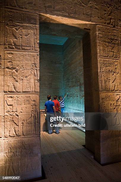Tourists in Temple of Isis on Philae Island, Aswan, Egypt