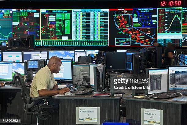 California: The California ISO is the operator of the state's high-voltage transmission grid. Control room.