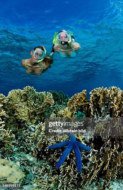 Two snorkeling girls, Bali, Indian Ocean, Indonesia