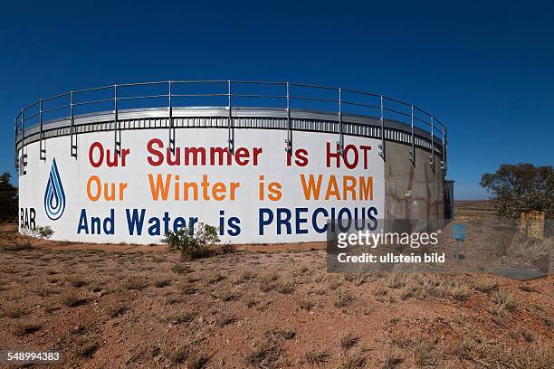 Cistern or water tank in Marble Bar, Australia's hottest town. During December and January, temperatures in excess of 45 degrees Celsius are common,...
