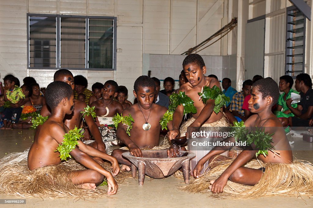 Natives perform Kava Ceremony, Makogai, Lomaviti, Fiji
