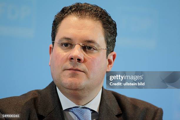 Patrick Döring, Generalsekretär der FDP, auf einer Pressekonferenz in Berlin