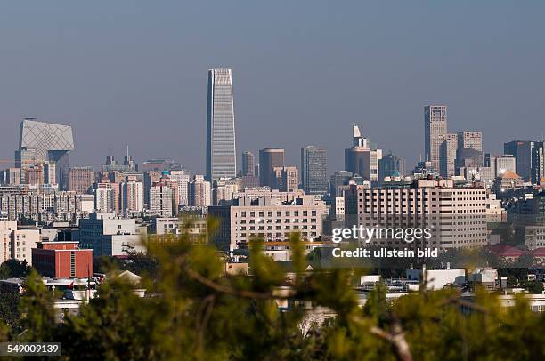 China, Beijing - Skyline of the Chaoyang district with CCTV Tower and the China World Trade Center.