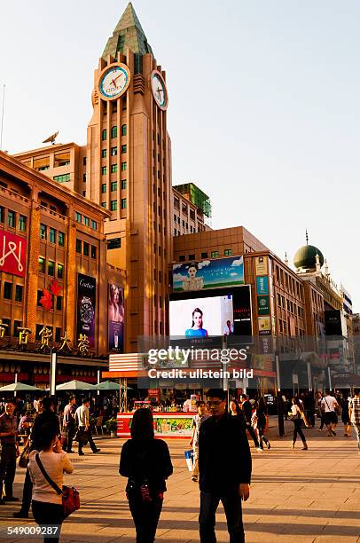 China, Beijing - The pedestrian zone Wangfujing Dajie.