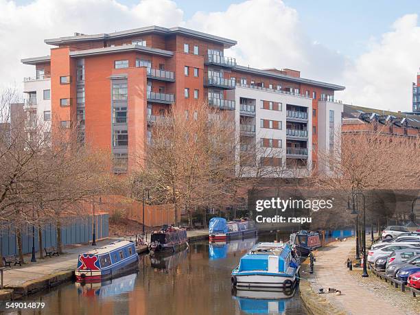 bridgewater canal in castlefield, manchester - bridgewater hall stock pictures, royalty-free photos & images