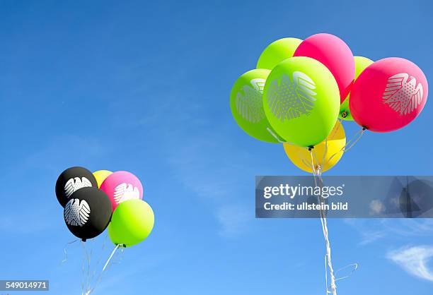 Balloons with the Federal Eagle of German Parliament Bundestag during celebration of German unity in Bonn