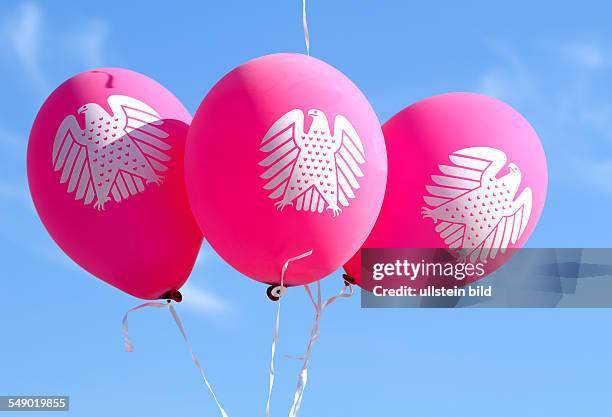 Balloons with the Federal Eagle of German Parliament Bundestag during celebration of German unity in Bonn