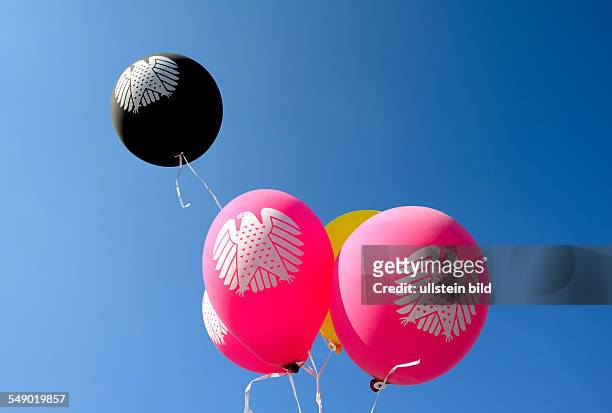 Balloons with the Federal Eagle of German Parliament Bundestag during celebration of German unity in Bonn