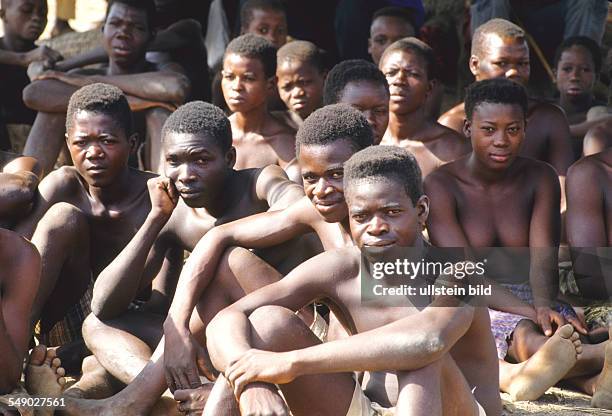 Ghana: The Buur initiates in front of the compound where the festival takes place. -