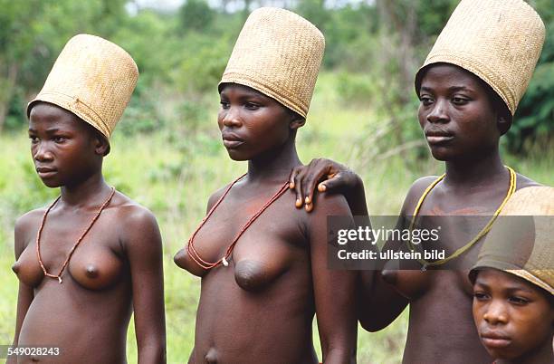 Ghana: Girls in the first stage of their initiation performing a Dipo dance. -