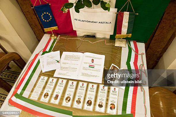 Table of the Constitution in the reception room of the 6th District local administration . According to a law proposed by the Orban Government, the...