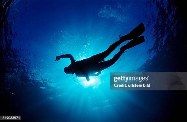 Scuba diver shadow, Bali, Indian Ocean, Indonesia