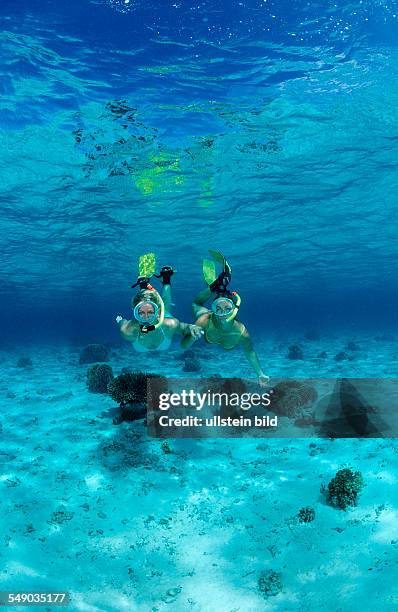 Two snorkeling girls, Bali, Indian Ocean, Indonesia