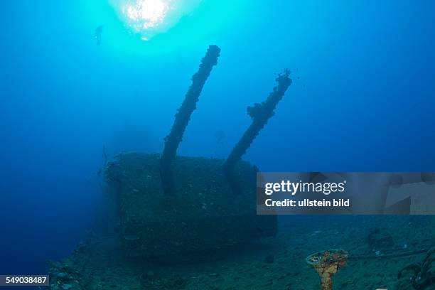 Twin 8-inch 55 caliber Gun on USS Saratoga, Marshall Islands, Bikini Atoll, Micronesia, Pacific Ocean