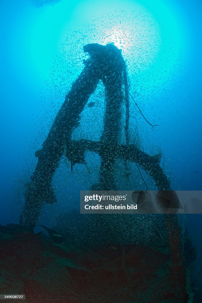 Broken Masts on Destroyer USS Lamson, Marshall Islands, Bikini Atoll, Micronesia, Pacific Ocean