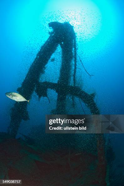 Broken Masts on Destroyer USS Lamson, Marshall Islands, Bikini Atoll, Micronesia, Pacific Ocean