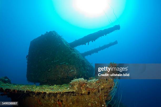 Twin 8-inch 55 caliber Gun on USS Saratoga, Marshall Islands, Bikini Atoll, Micronesia, Pacific Ocean