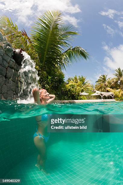 Woman in Swimming Pool, South Male Atoll, Maldives
