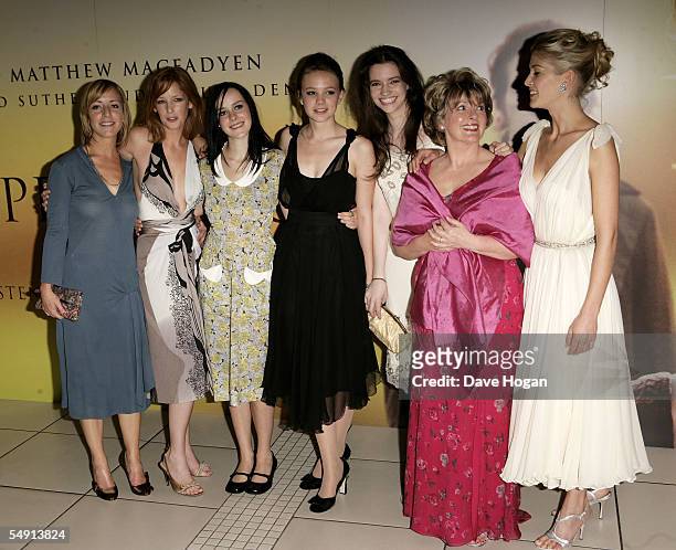 The female cast, actors Claudie Blakley, Kelly Reilly, Jena Malone, Carey Mulligan, Talulah Riley, Brenda Blethyn and Rosamund Pike arrive at the UK...