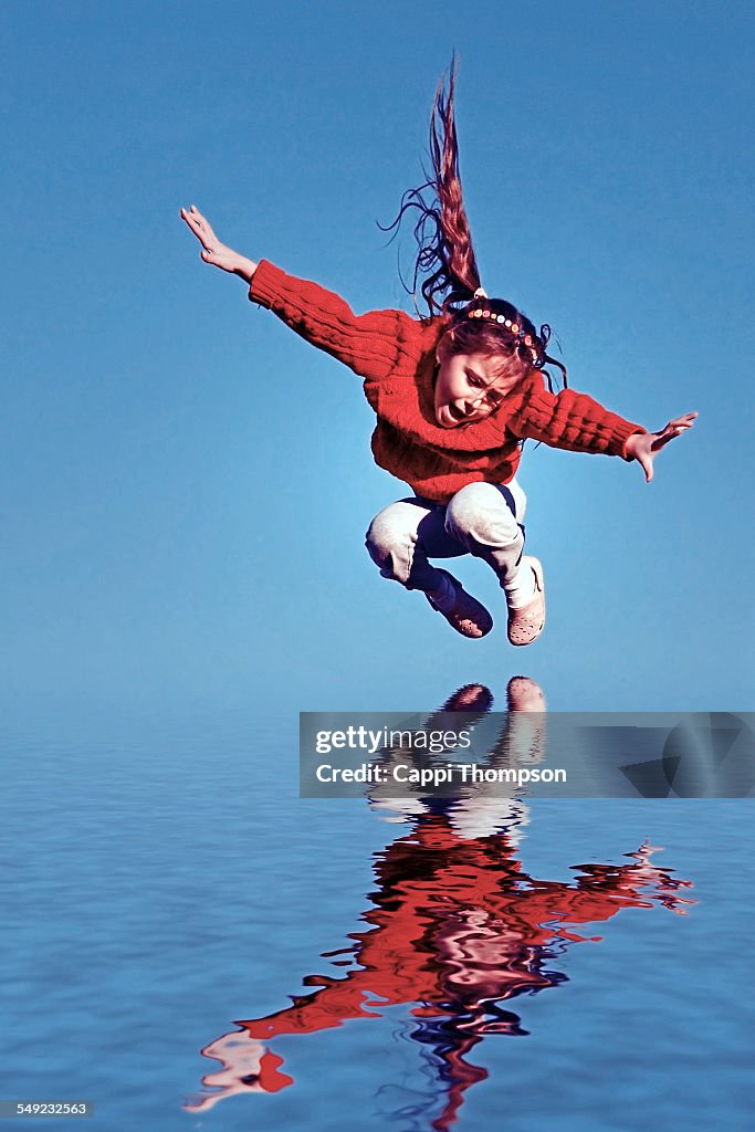 Six year old child falling into water