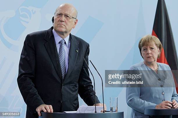 Bundeskanzlerin Angela Merkel empfängt den libanesischen Ministerpräsidenten Nadschib Miqati im Bundeskanzleramt in Berlin