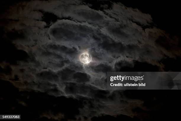 Full moon behind clouds