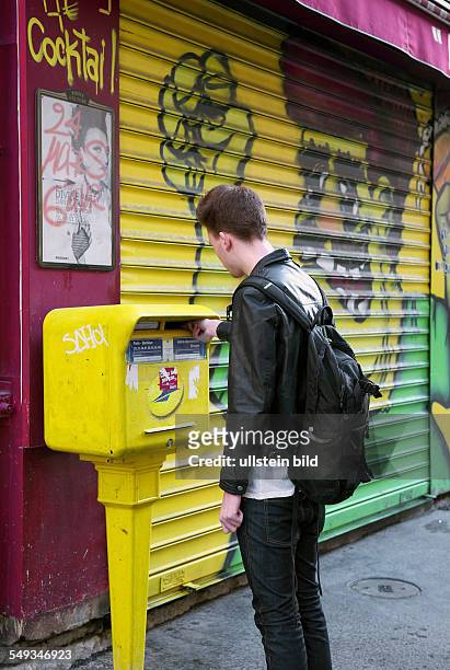 Students at the mailbox. Mail to their homes during the student placement in France.