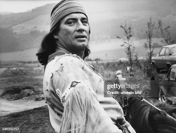 Actor Pierre Brice in the costume of Winnetou in Elspe