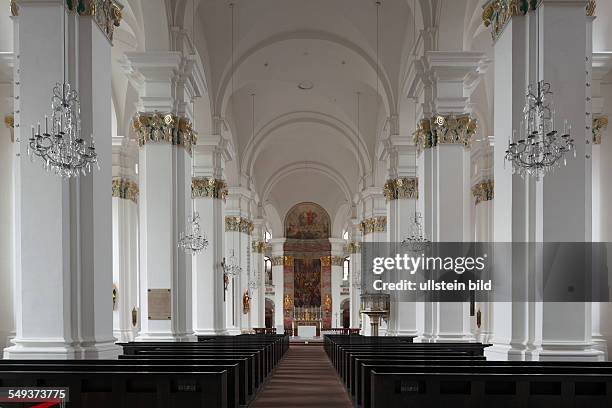 Heidelberg, Jesuit church, catholic church, baroque, interior view, nave, altar, candelabra