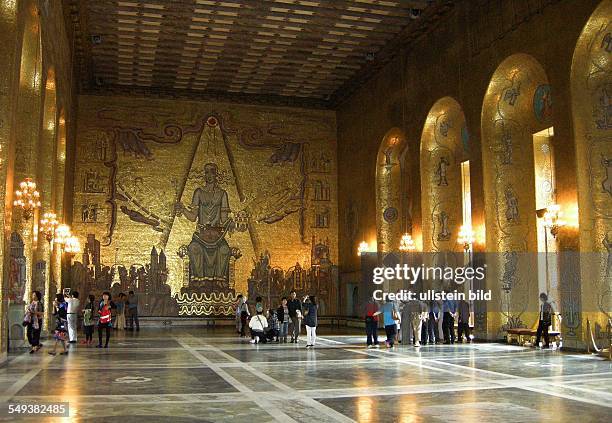 Stockholm, Kungsholmen, Stadshuset , der Goldene Saal mit Glas- und Goldmosaiken. Hier finden die Nobel-Preisverleihungen statt