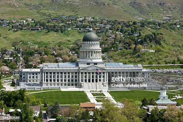 Utah State Capitol on Capitol Hill. The building houses the chambers of the Utah State Legislature, the offices of the Governor of Utah and...