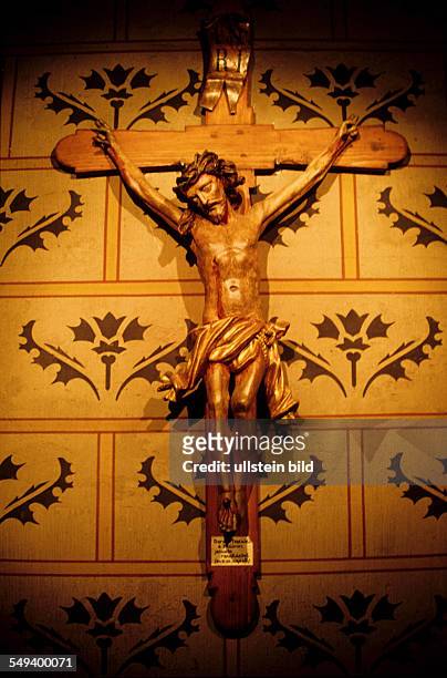 Crucifix in the Matthias Church . UNESCO world heritage site.