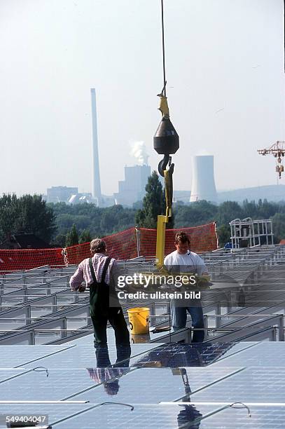 Germany: the roof of the continuation academy Mont Cenis in Herne with solar cells.