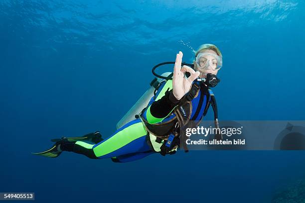 Scuba Diver shows O.K. Signal, Wakaya, Lomaiviti, Fiji