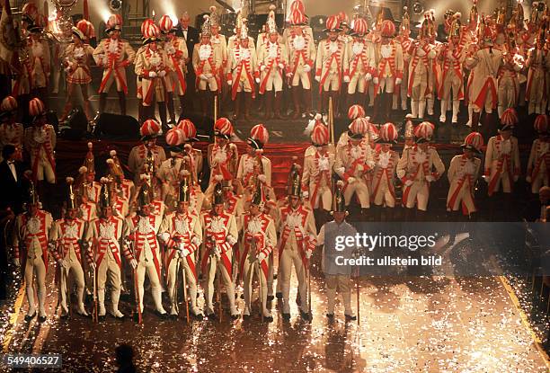 Germany, Cologne: Carnival in Cologne.- The triconstellation visiting the Maritim Hotel; the performance of the Funkenmariechen .