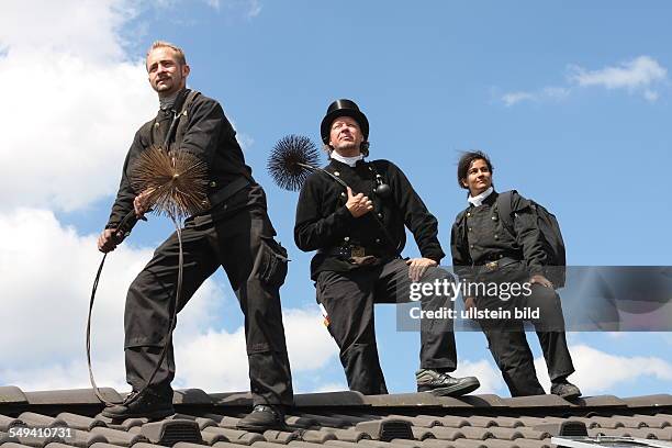 Germany, Wuppertal. Chimney sweep