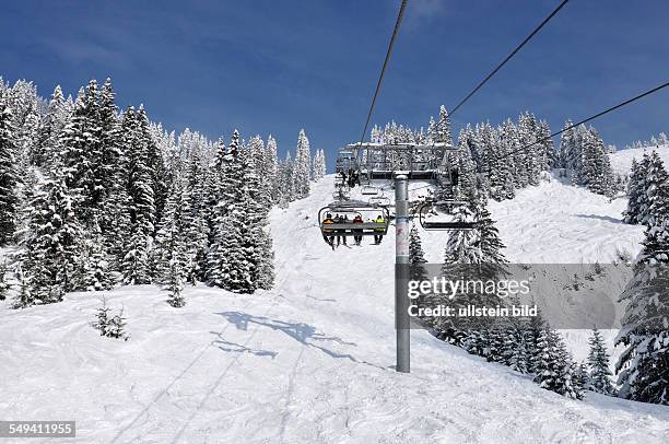 Frankreich, Skigebiet Portes du Soleil im Winter, Auffahrt zum Pointe de Mossette