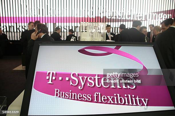 Germany, Hannover, : Cebit 2006.- The exhibition stand of the Deutsche Telekom AG.