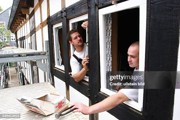 Germany, NRW, Hattingen: Restoration of an old half-timbered house