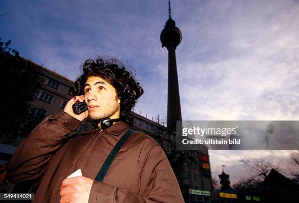 Germany, Berlin: Hip Hop in Berlin.- A young Turkish person; Tamer phoning. DJ for Islamic Force and CPS .