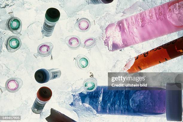 Germany, Munich - Max Planck Institute, frozen samples from the biotechnology and genetic engineering.