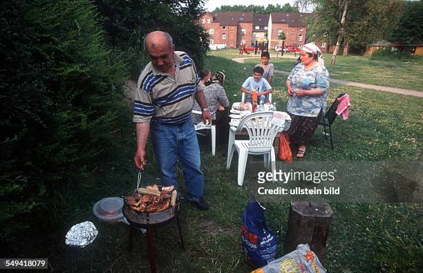 A Turkish family making a barbecue, Duisburg.