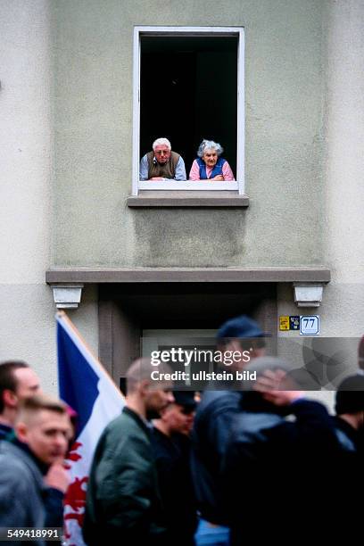 Germany, Dortmund: neo-Nazis marching up in the north part of Dortmund