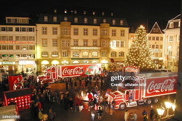 Germany, Bonn Christmas market, Coca Cola truck