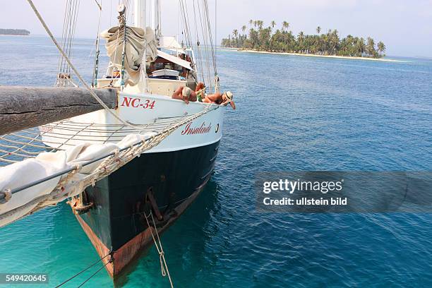 Panama, central America, San Blas: Coco Banderos Cays. Island group in the area Kuna Yala. Because of the climate change the sea level rises and wash...